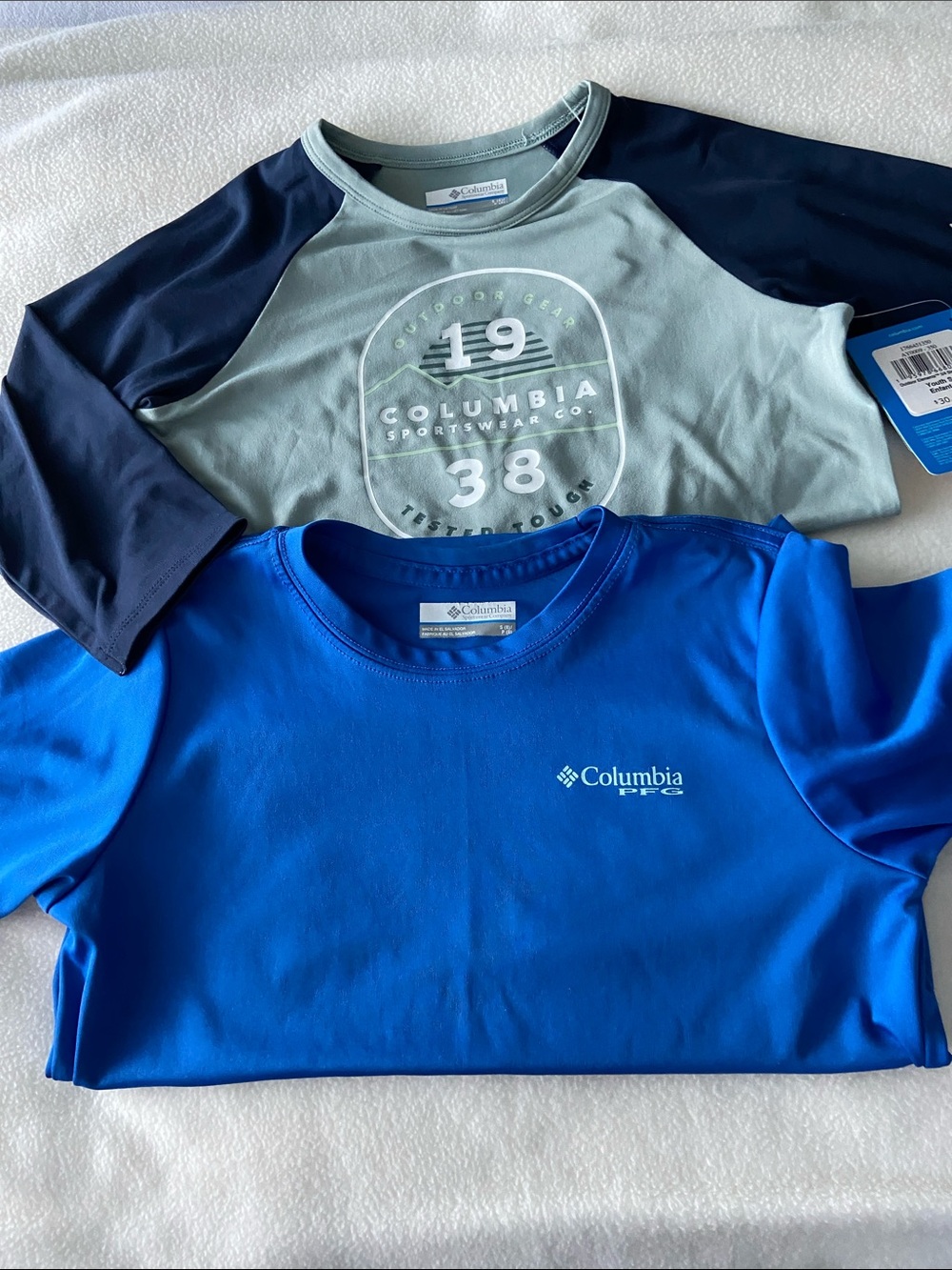 Columbia Boys Blue Tee & Light Green/Navy Raglan Set